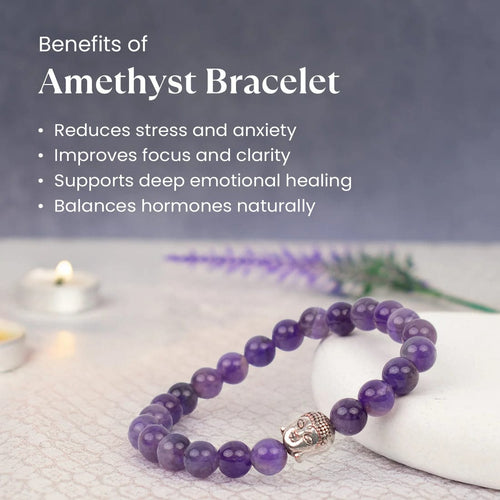 Amethyst Bracelet for Meditation, Stress Relief & Healing