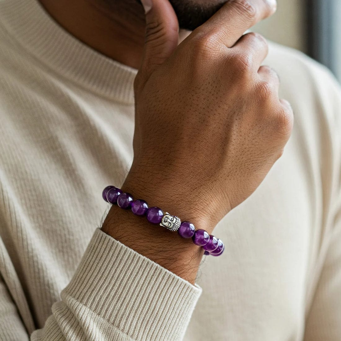 Amethyst Bracelet for Meditation, Stress Relief & Healing