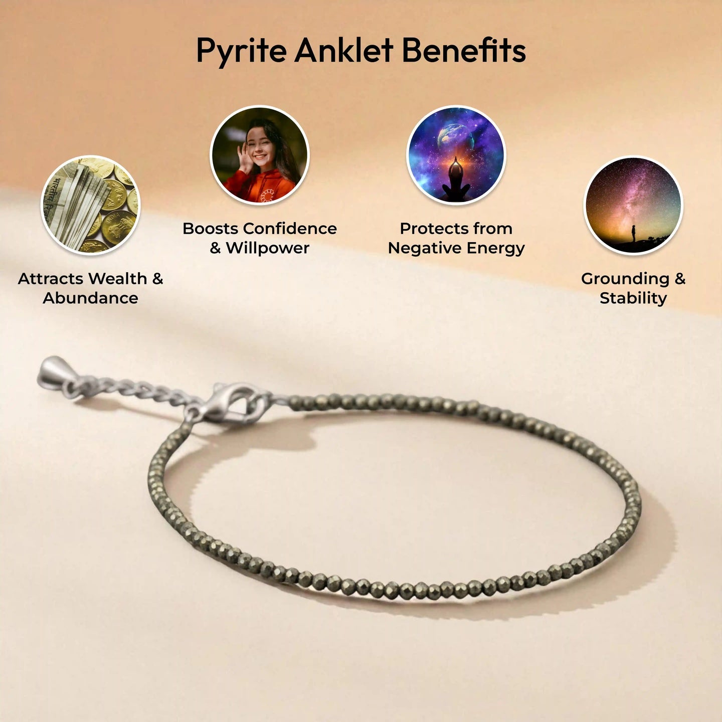 Raw Pyrite Anklet Payal - Attract Money